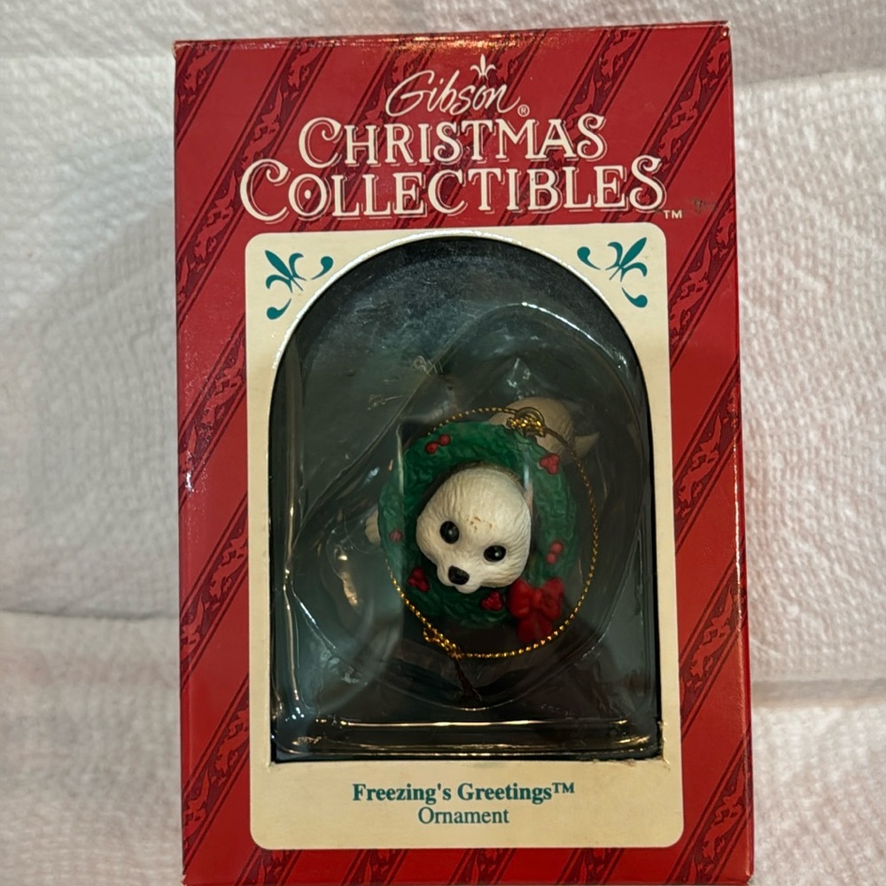 Gibson’s 1994 Christmas Collectibles Ornament Freezing’s Seasons Greetings